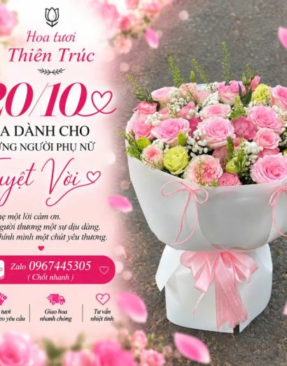 Hoa 20/10 Bó Hồng Pink TPHCM
