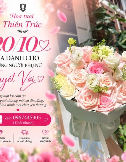 Hoa 20/10 Bó Hồng 16 Hồng Pastel HCM